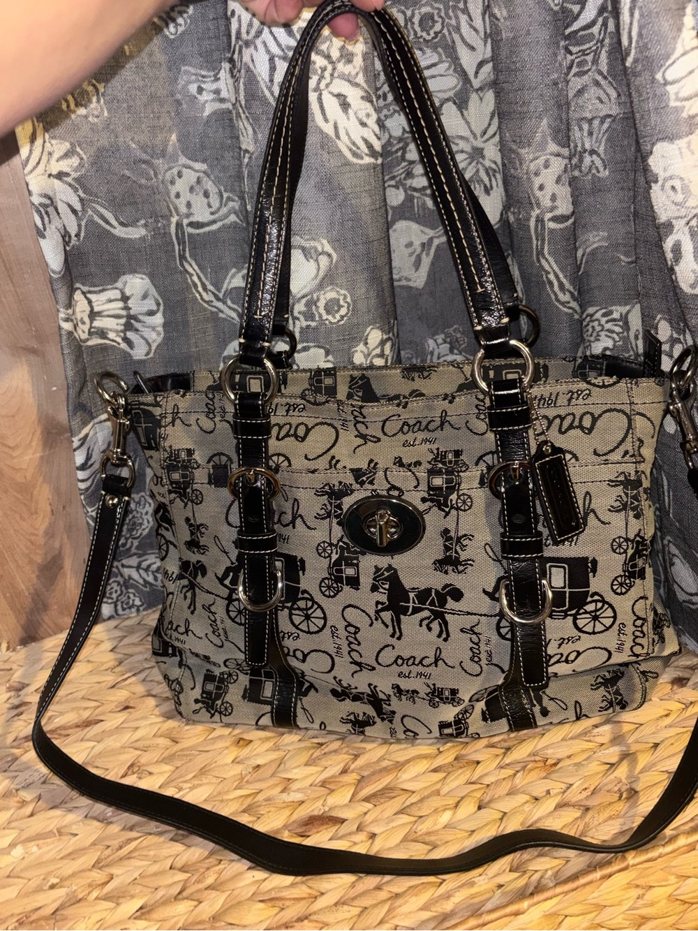 Vintage Coach Canvas Signature Bag with Horse and Carriage